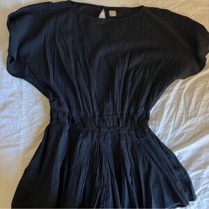 Free-est Sutton Mini Flutter Sleeve Dress in Black